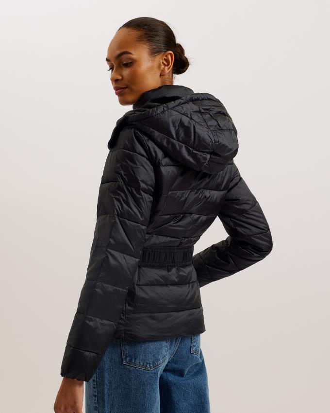 Manteau Ted Baker Belted Padded With Detachable Hood Noir Femme | VIP-45186841